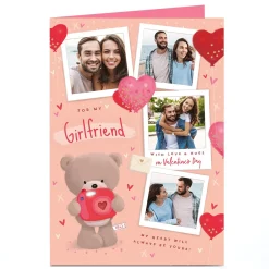 A4 Photo Hugs Bear Valentine's Day Card - For My Girlfriend