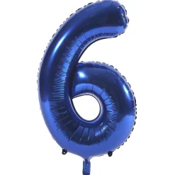 Age 60 Giant Foil Helium Numeral Balloons - Blue (deflated)