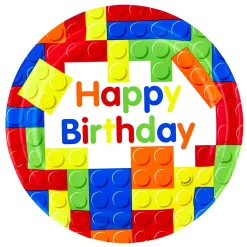 Birthday Building Blocks Party Tableware & Decoration Bundle - 16 Guests