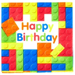 Birthday Building Blocks Party Tableware & Decoration Bundle - 16 Guests