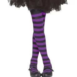 Black & Purple Striped Children's Tights