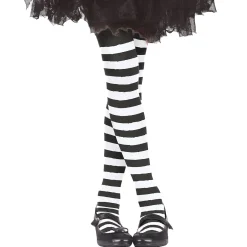 Black & White Striped Children's Tights