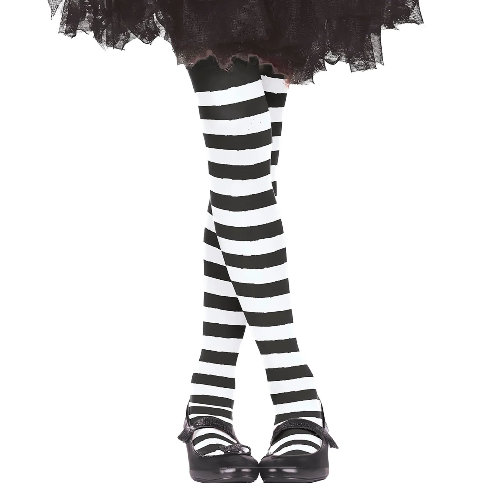 Black & White Striped Children's Tights