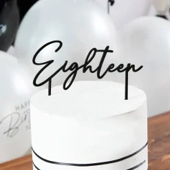 Black Eighteen Acrylic Cake Topper