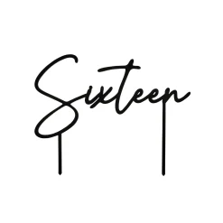 Black Sixteen Acrylic Cake Topper