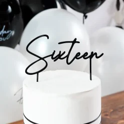 Black Sixteen Acrylic Cake Topper