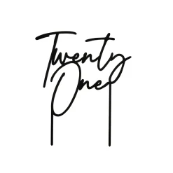 Black Twenty One Acrylic Cake Topper