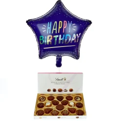 Blue Star Happy Birthday Balloon & Lindt Chocolates