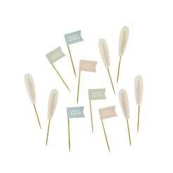 Bunny Ears & Happy Easter Flag Food Picks - Pack of 12