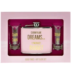 Champagne Dreams Lemonade Budget Hip Flask & Shot Glasses