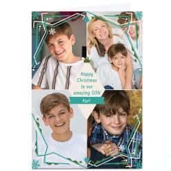 Christmas photo Card - Son Green Frame