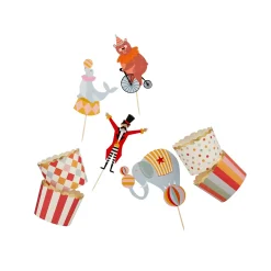Circus Food Picks & Food Cup Set - Pack of 12