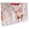 Deer & Tartan Extra Large Landscape Christmas Gift Bag
