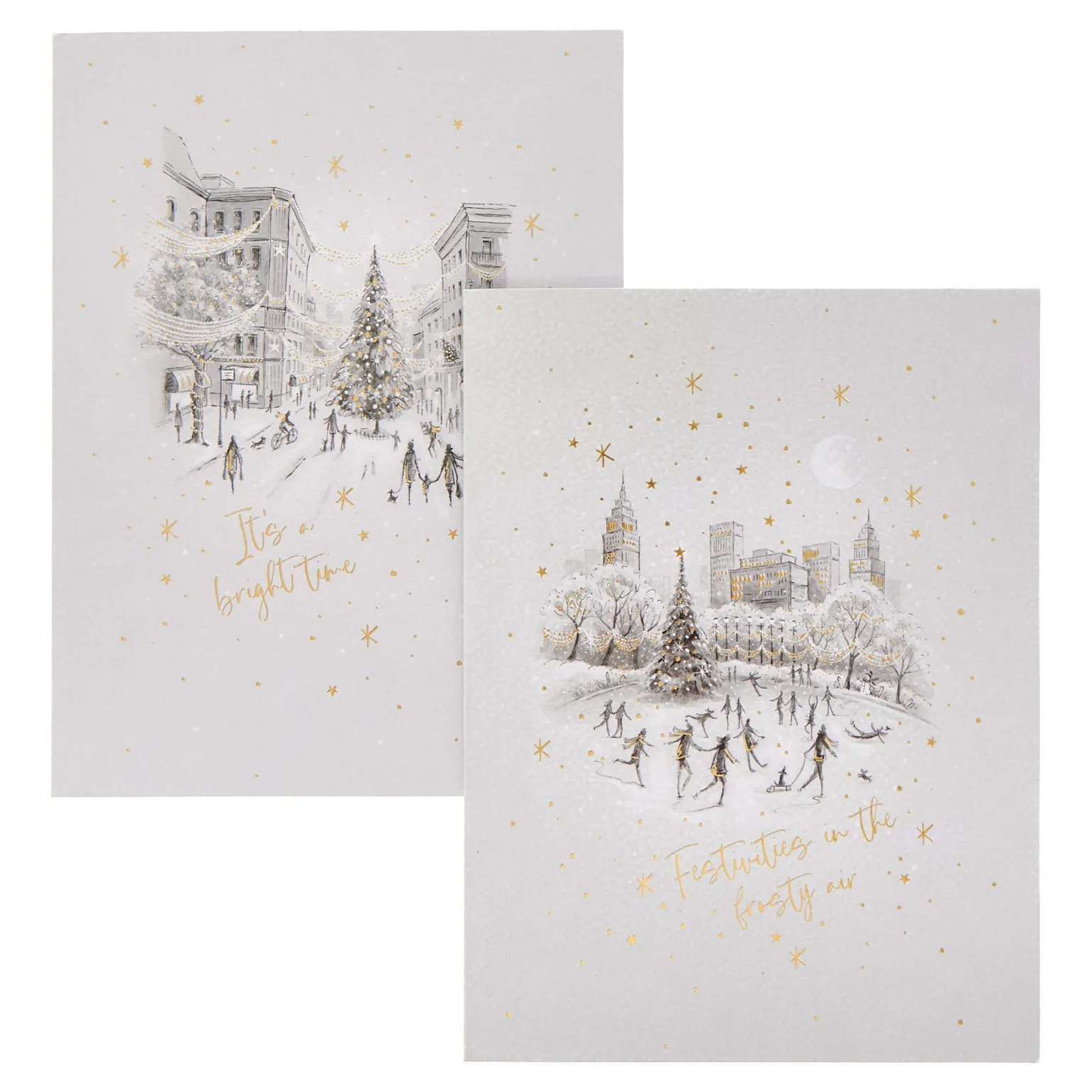 Deluxe Skating Scene Charity Christmas Cards - Pack of 10 (2 Designs)
