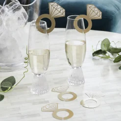 Diamond Ring Glass Decorations - Pack of 12