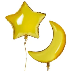 Eid 28-Inch Moon & 24-inch Star Foil Helium Balloons - Pack of 2