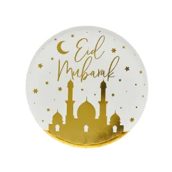 Eid Mubarak Gold Paper Plates - Pack of 8