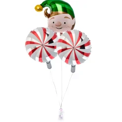 Elf & Candy Cane Balloon Bouquet - DELIVERED INFLATED!