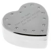 Engraved Diamante Heart-Shaped Jewellery Box - Birthday