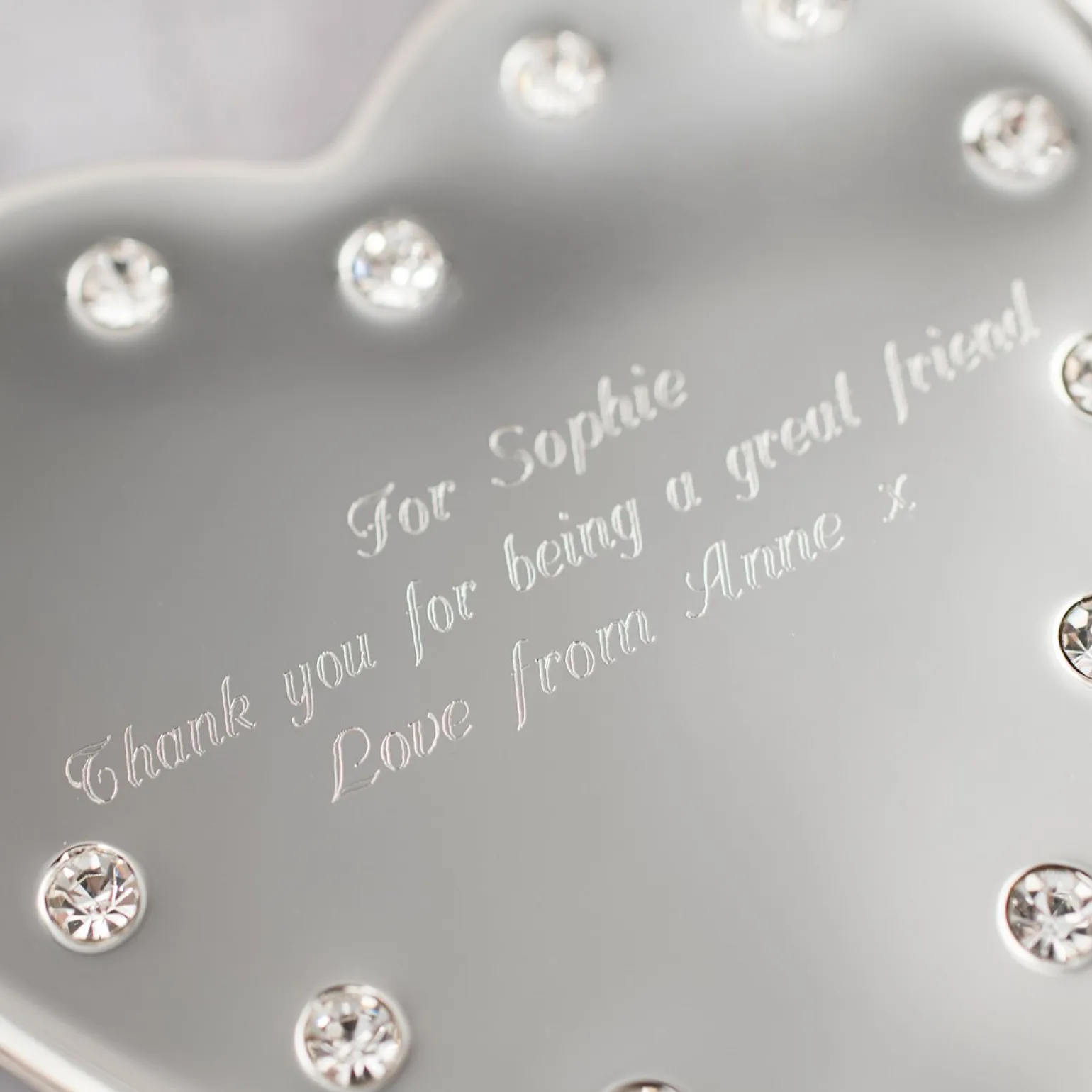 Engraved Diamante Heart-Shaped Jewellery Box - Birthday