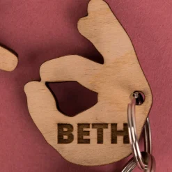 Engraved Set Of 2 Wooden Key Rings - Hand