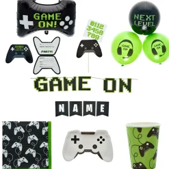 Game On Party Tableware & Decorations Bundle - 8 Guests