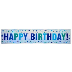 Giant Blue Happy Birthday Banner