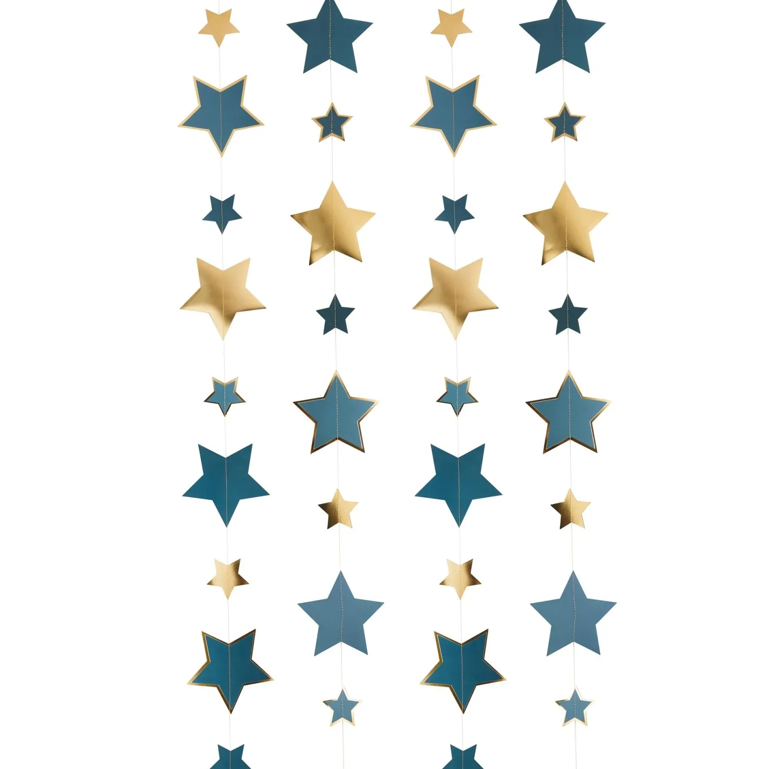 Gold & Teal Trailing Star Hanging Decorations 5m