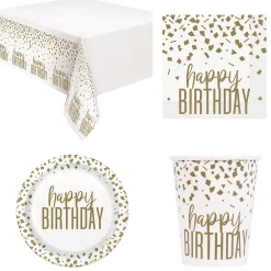 Gold Confetti Birthday Party Tableware - 16 Guests