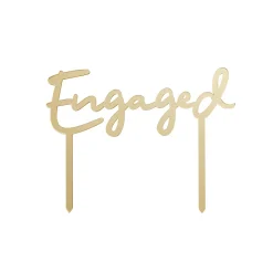 Gold Engaged Acrylic Cake Topper