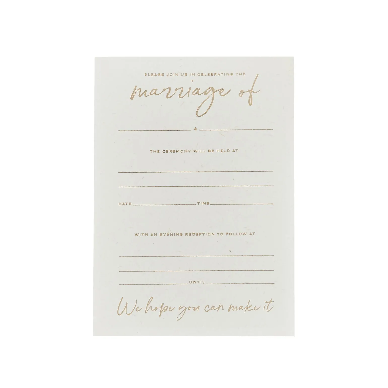 Gold Foiled C6 Wedding Day Invitations - Pack of 20