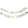 Gold Happy Halloween Witches & Wizards Card Banner