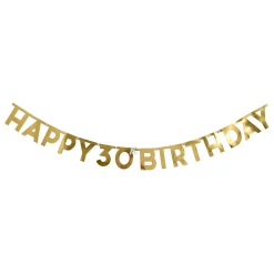 Gold Happy 30th Birthday Letter Banner
