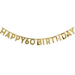 Gold Happy 60th Birthday Letter Banner