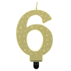 Gold Starry Number 6 Cake Candle