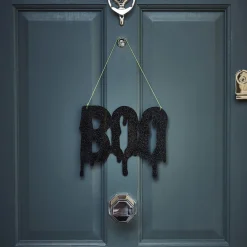 Halloween Boo Black Glitter Acrylic Sign