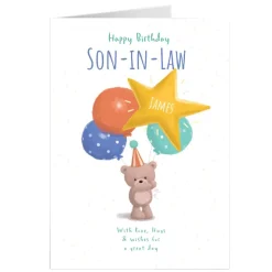 Hugs Bear Personalised Birthday Card - Son-in-Law, Wishes For A Great Day