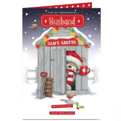 Hugs Personalised Christmas Card - Husband's Grotto