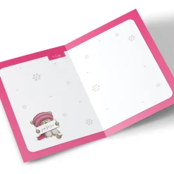 Hugs Personalised Christmas Card - Pink Bear
