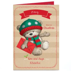 Hugs Personalised Christmas Card - Winter Hat & Letter