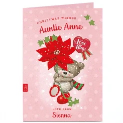 Hugs Personalised Christmas Card - Red Flower