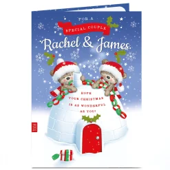 Hugs Personalised Christmas Card - Bears & Igloo