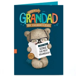 Hugs Personalised Father's Day Card - Grandad Bear With Newspaper
