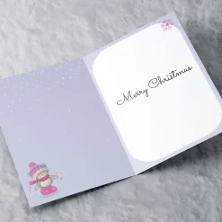 Hugs Photo Christmas Card - Pink Ice Skating