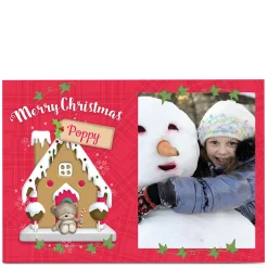 Hugs Photo Christmas Card - Gingerbread House
