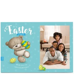 Hugs Photo Upload Easter Card - Blue & Green Spots & Stripes