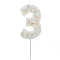 Jumbo Number '3' Sprinkle Candle