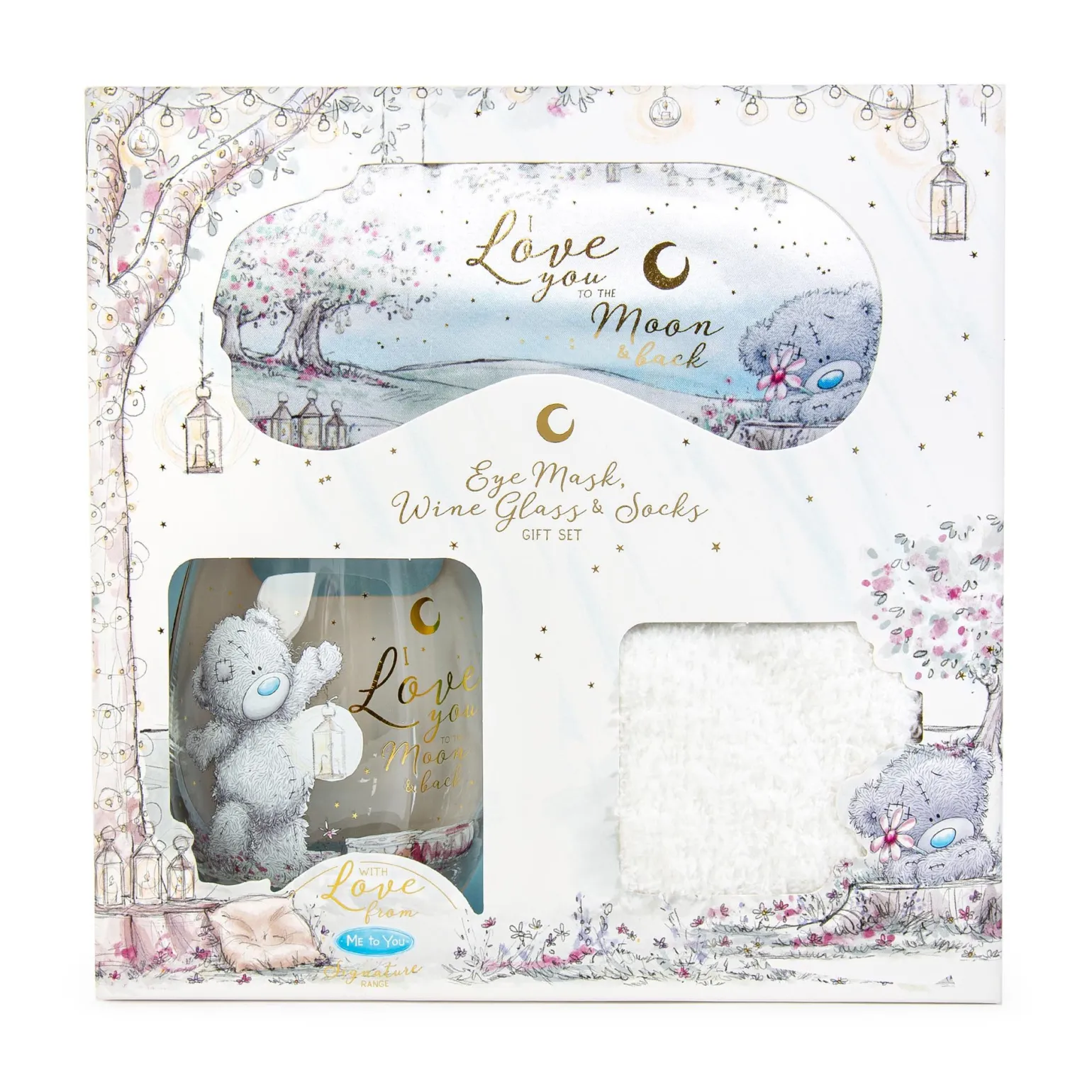Me to You Tatty Teddy Eye Mask, Wine Glass and Socks Gift Set