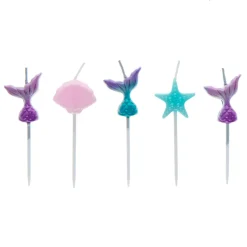 Mermaid Pick Cake Candles - Pack of 5