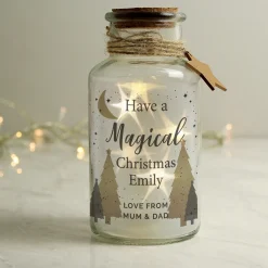 Merry Christmas Decorative LED Light-Up Glass Jar